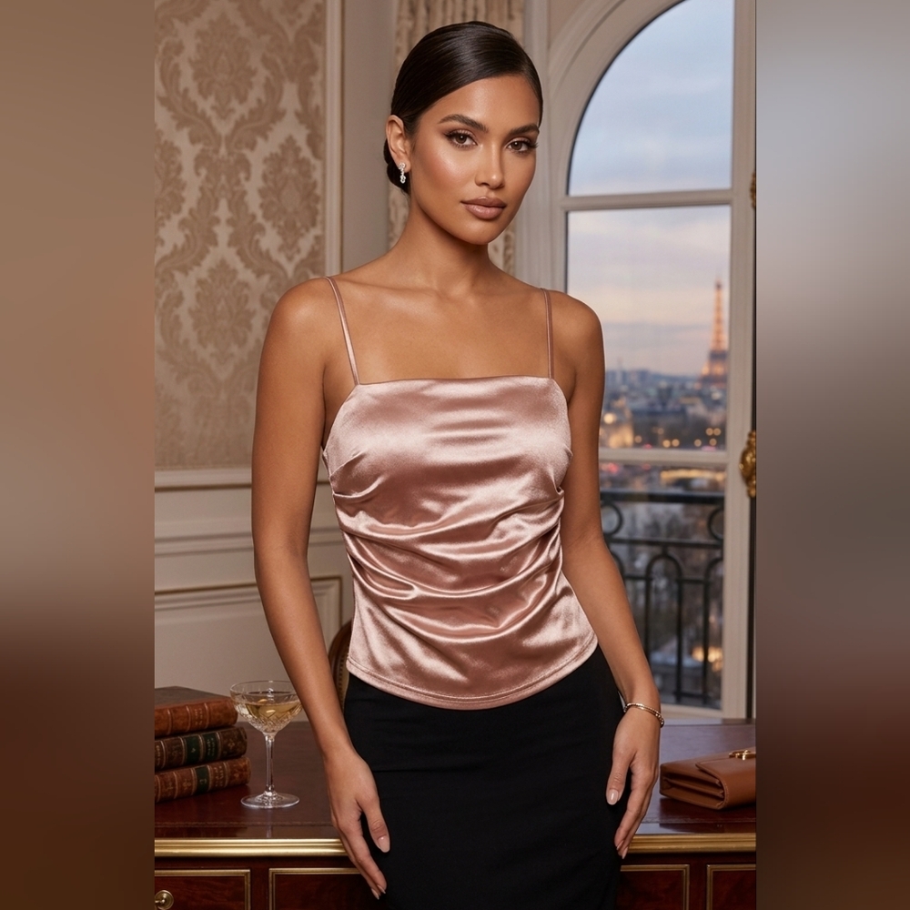 🎀Elegant Pink Satin Women's Top